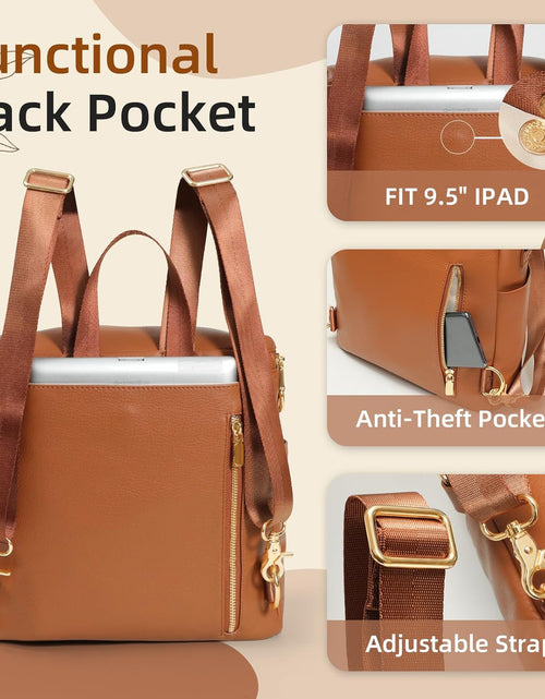 Load image into Gallery viewer, Small Diaper Bag Mini Diaper Bag by , Leather Diaper Bag Backpack with 13 Diaper Bag Organizers,2 Insulated Pockets, and Shoulder Strap(Brown)