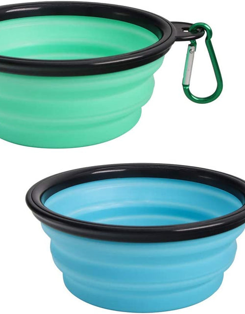 Load image into Gallery viewer, Collapsible Pet Bowl Dog Bowls 2 Pack, Portable Silicone Pet Feeder, Foldable Expandable for Dog/Cat Food Water Feeding, Travel Bowl for Camping (Light Blue+Light Green)