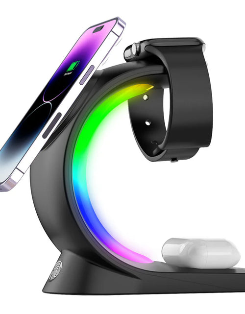 Load image into Gallery viewer, 4 in 1 Magnetic Wireless Charger Fast Charging for Smart Phone Atmosphere Light Charging Station for Airpods Pro I-Phone Watch