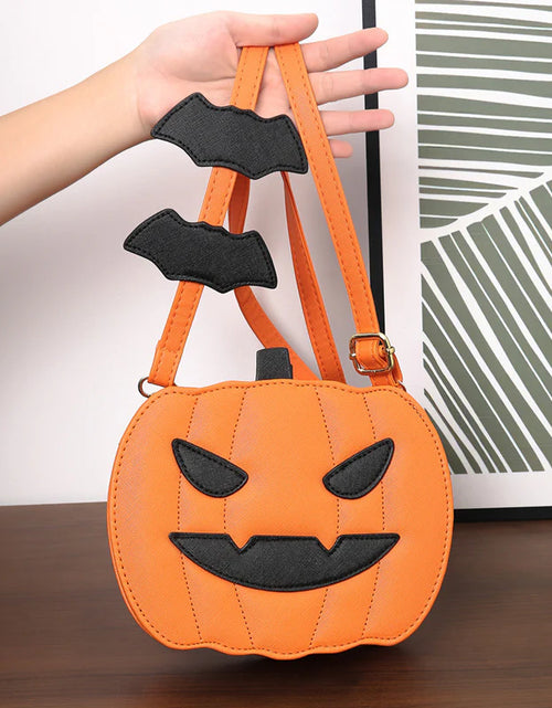 Load image into Gallery viewer, 2023 Halloween Bags Funny Pumpkin Cartoon Shoulder Crossbody Bag with Bat Personalized Creative Female Bag