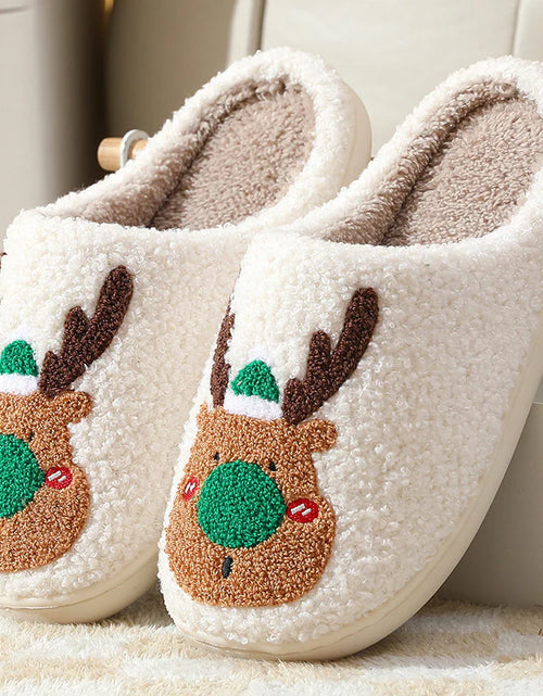 Load image into Gallery viewer, Christmas Shoes Winter Home Slippers Elk Soft Cozy Bedroom Slipper Slip on House Shoes