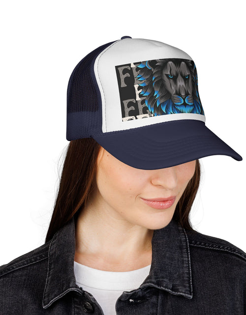 Load image into Gallery viewer, Majestic Lion Trucker Cap, Unisex Snapback Hat, Cool Animal Lover Gift, Summer Outdoor Accessory, Perfect for Festivals, Road Trips