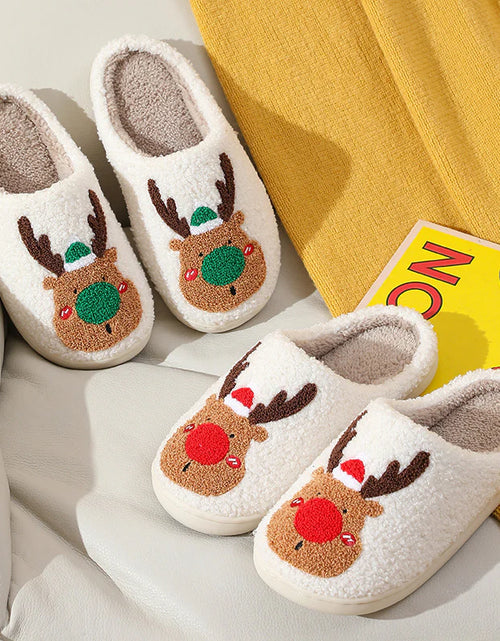 Load image into Gallery viewer, Christmas Shoes Winter Home Slippers Elk Soft Cozy Bedroom Slipper Slip on House Shoes