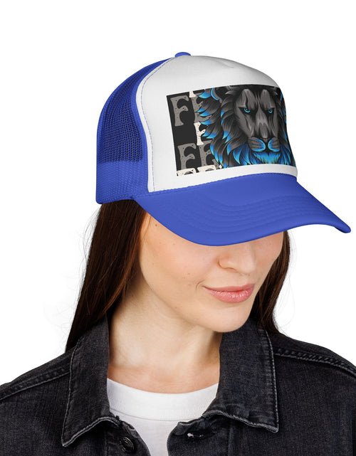 Load image into Gallery viewer, Majestic Lion Trucker Cap, Unisex Snapback Hat, Cool Animal Lover Gift, Summer Outdoor Accessory, Perfect for Festivals, Road Trips