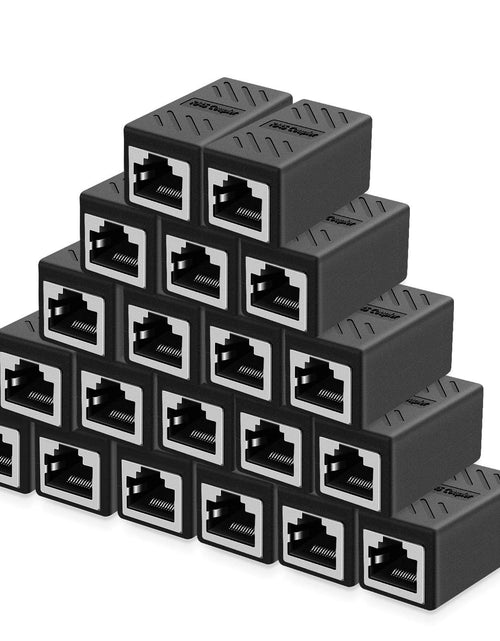 Load image into Gallery viewer, RJ45 Coupler, Ethernet Connectors, Shielded In-Line Coupler for Cat7/Cat6/Cat5E/Cat5 Ethernet Cable Extender Connector - Female to Female (Black-20 Pack)