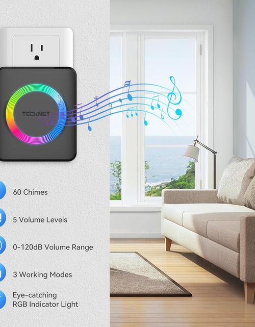 Load image into Gallery viewer, Wireless Doorbell with 2 Plug-In Receivers, IP65 Waterproof Doorbells for Home, 1300Ft Operating Range, 60 Optional Melodies & 5 Adjustment Volume Levels of 0-120 Db, LED Flashing- Black