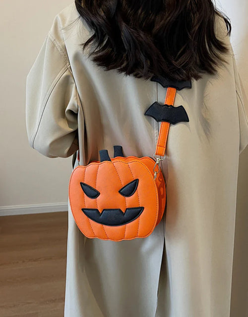 Load image into Gallery viewer, 2023 Halloween Bags Funny Pumpkin Cartoon Shoulder Crossbody Bag with Bat Personalized Creative Female Bag