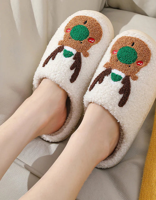 Load image into Gallery viewer, Christmas Shoes Winter Home Slippers Elk Soft Cozy Bedroom Slipper Slip on House Shoes