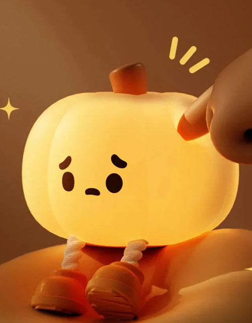 Load image into Gallery viewer, Home Decor Halloween Pumpkin Night Light Cute Soft Silicone Lamp Touch Dimmable Rechargeable Bedside Decor Light Kids Gifts Halloween Decorations