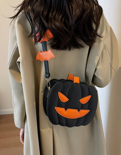 Load image into Gallery viewer, 2023 Halloween Bags Funny Pumpkin Cartoon Shoulder Crossbody Bag with Bat Personalized Creative Female Bag