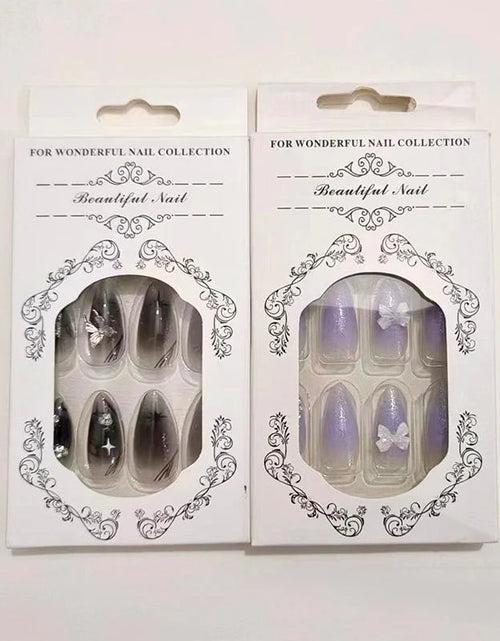 Load image into Gallery viewer, Gradient 3D Butterfly Decor Press on Fake Nail for Women & Girls Nail Art, 24Pcs/Set Rhinestone Decor Fashion Press on Nails & Jelly Tape & Nail File, Elegant Stick on Nails Kit for Women'S Gift, Nail Kit Acrylic Set