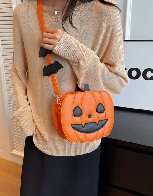 Load image into Gallery viewer, 2023 Halloween Bags Funny Pumpkin Cartoon Shoulder Crossbody Bag with Bat Personalized Creative Female Bag