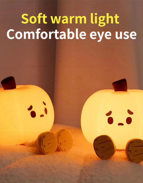 Load image into Gallery viewer, Home Decor Halloween Pumpkin Night Light Cute Soft Silicone Lamp Touch Dimmable Rechargeable Bedside Decor Light Kids Gifts Halloween Decorations