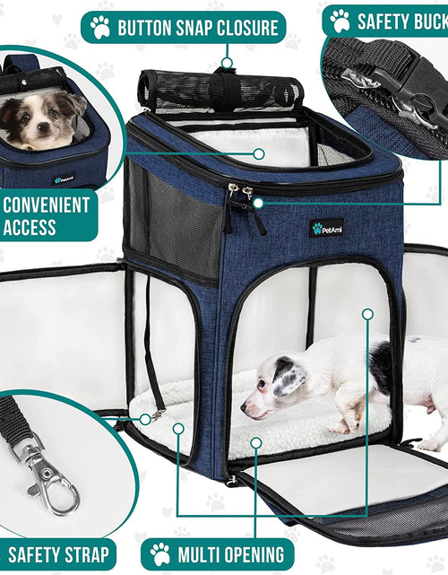 Load image into Gallery viewer, Dog Backpack Carrier, Airline Approved Cat Backpacks for Carrying Small Large Cats, Pet Carrier Back Pack, Ventilated Soft Sided Dog Cat Bookbag for Travel, Hiking, Camping, Navy
