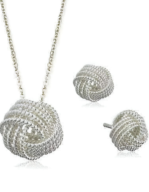 Load image into Gallery viewer, Infinite Love Knot Sterling Silver Matching Necklace and Earrings Set for Women Special Occasion Birthday Holiday