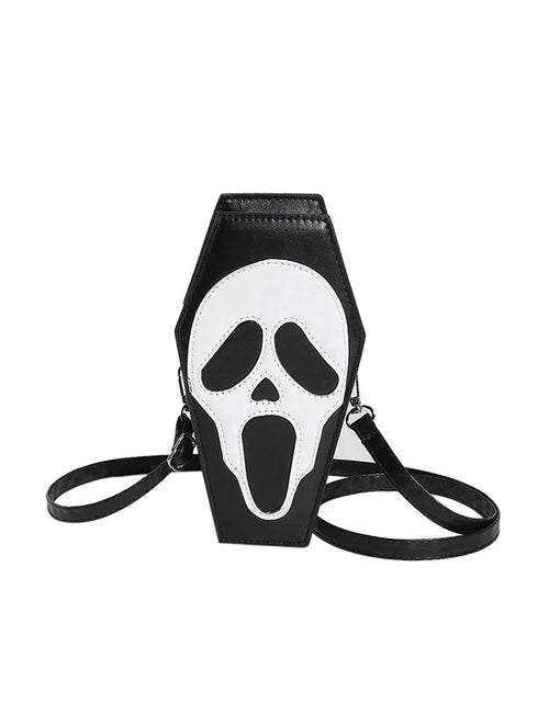 Load image into Gallery viewer, Halloween Coffin-Shape Shoulder Bag Gothic Ghost Spider Web Messenger Crossbody Bag Kids Personality Phone Bag for Women