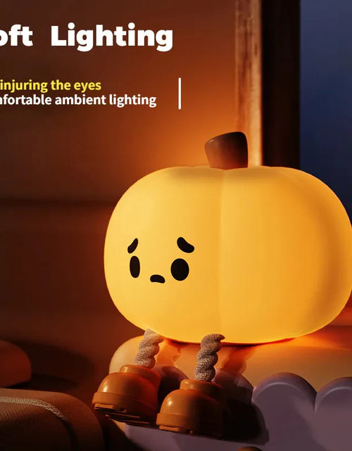 Load image into Gallery viewer, Home Decor Halloween Pumpkin Night Light Cute Soft Silicone Lamp Touch Dimmable Rechargeable Bedside Decor Light Kids Gifts Halloween Decorations