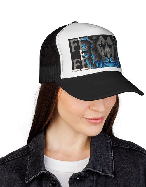 Load image into Gallery viewer, Majestic Lion Trucker Cap, Unisex Snapback Hat, Cool Animal Lover Gift, Summer Outdoor Accessory, Perfect for Festivals, Road Trips