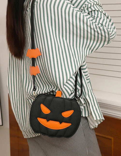 Load image into Gallery viewer, 2023 Halloween Bags Funny Pumpkin Cartoon Shoulder Crossbody Bag with Bat Personalized Creative Female Bag