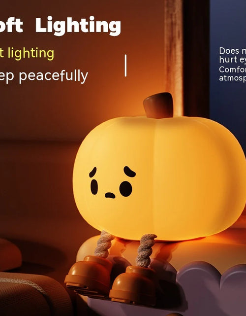 Load image into Gallery viewer, Home Decor Halloween Pumpkin Night Light Cute Soft Silicone Lamp Touch Dimmable Rechargeable Bedside Decor Light Kids Gifts Halloween Decorations