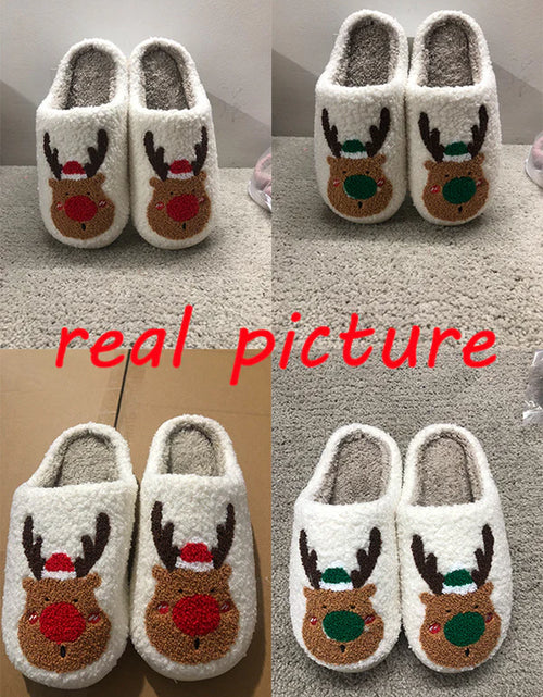 Load image into Gallery viewer, Christmas Shoes Winter Home Slippers Elk Soft Cozy Bedroom Slipper Slip on House Shoes