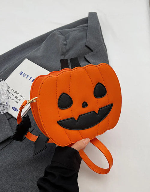 Load image into Gallery viewer, 2023 Halloween Bags Funny Pumpkin Cartoon Shoulder Crossbody Bag with Bat Personalized Creative Female Bag