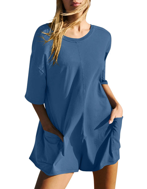 Load image into Gallery viewer, Rompers for Women Casual Short Sleeve Oversized Athletic Workout Reversible Hot Shot Tee Romper Deep Pockets
