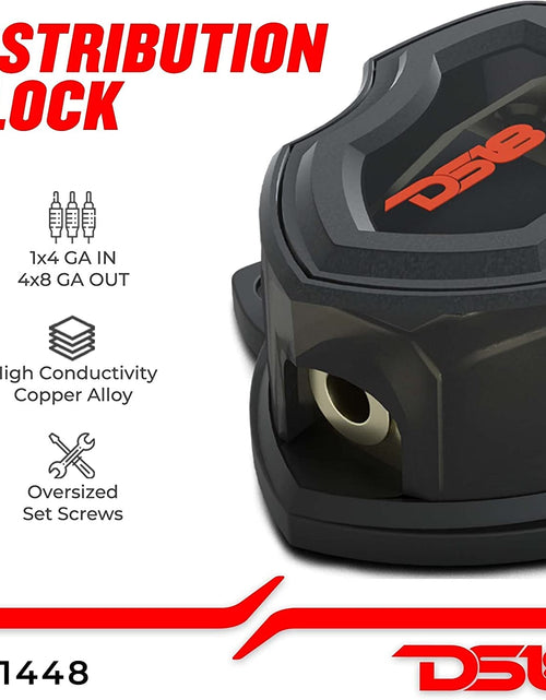 Load image into Gallery viewer, DB1448 Distribution Ground Block - 1 X 4GA In/ 4 X 8GA Out, Nickle Plated Internal Material, High-Strength Heat Resistant Plastic Housing, Oversized Set Screws for Secure Connections (1 in 4 Out), CLEAR, Single
