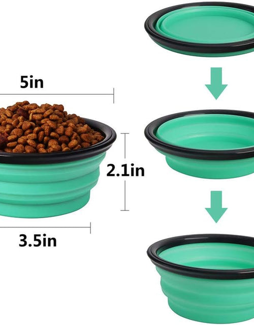 Load image into Gallery viewer, Collapsible Pet Bowl Dog Bowls 2 Pack, Portable Silicone Pet Feeder, Foldable Expandable for Dog/Cat Food Water Feeding, Travel Bowl for Camping (Light Blue+Light Green)