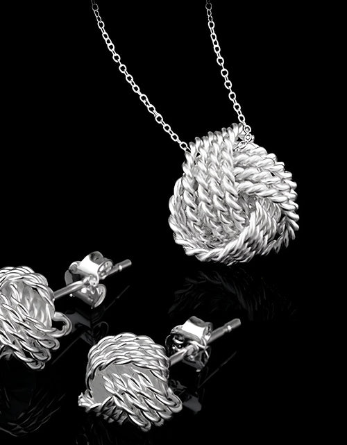Load image into Gallery viewer, Infinite Love Knot Sterling Silver Matching Necklace and Earrings Set for Women Special Occasion Birthday Holiday