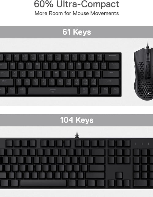 Load image into Gallery viewer, K630 Dragonborn 60% Wired RGB Gaming Keyboard, 61 Keys Compact Mechanical Keyboard with Tactile Brown Switch, Pro Driver Support, Black
