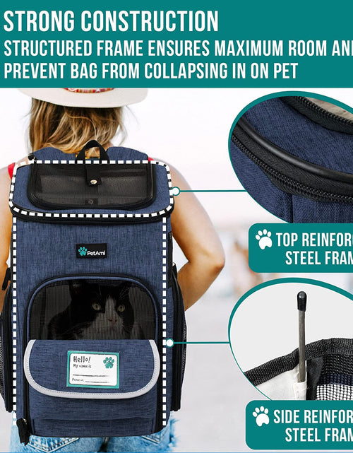 Load image into Gallery viewer, Dog Backpack Carrier, Airline Approved Cat Backpacks for Carrying Small Large Cats, Pet Carrier Back Pack, Ventilated Soft Sided Dog Cat Bookbag for Travel, Hiking, Camping, Navy