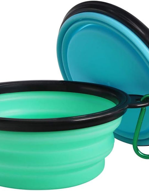 Load image into Gallery viewer, Collapsible Pet Bowl Dog Bowls 2 Pack, Portable Silicone Pet Feeder, Foldable Expandable for Dog/Cat Food Water Feeding, Travel Bowl for Camping (Light Blue+Light Green)