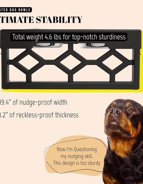 Load image into Gallery viewer, Large Elevated Dog Bowls Stand - Adjustable Raised Pet Food Feeder Station for Medium/Large Sized Dogs - Anti-Slip 4 Height Stand with 2 Stainless Steel Large Dog Food & Water Bowls Dish Set
