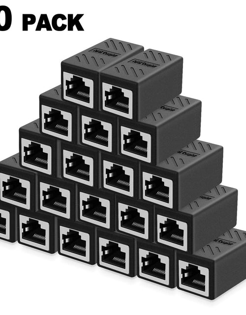 Load image into Gallery viewer, RJ45 Coupler, Ethernet Connectors, Shielded In-Line Coupler for Cat7/Cat6/Cat5E/Cat5 Ethernet Cable Extender Connector - Female to Female (Black-20 Pack)