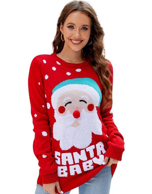 Load image into Gallery viewer, Women'S Tops Santa Pullover Sweater Autumn and Winter Letter Embroidery Christmas Red Sweaters Long Sleeve Crew Neck Clothes