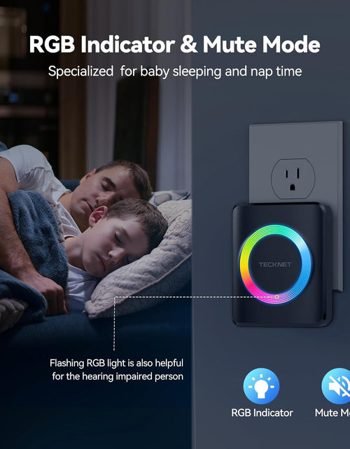Load image into Gallery viewer, Wireless Doorbell with 2 Plug-In Receivers, IP65 Waterproof Doorbells for Home, 1300Ft Operating Range, 60 Optional Melodies & 5 Adjustment Volume Levels of 0-120 Db, LED Flashing- Black