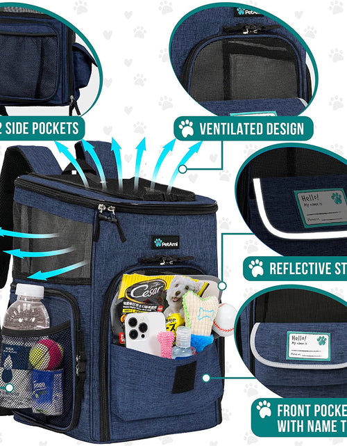 Load image into Gallery viewer, Dog Backpack Carrier, Airline Approved Cat Backpacks for Carrying Small Large Cats, Pet Carrier Back Pack, Ventilated Soft Sided Dog Cat Bookbag for Travel, Hiking, Camping, Navy