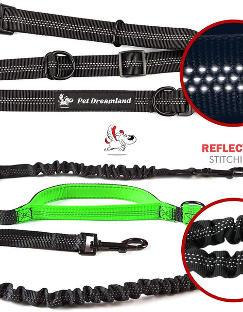 Load image into Gallery viewer, Hands Free Dog Leash for Running, Walking, Hiking, Cycling and Training. Bungee Harness, Adjustable Waist Belt, Single or Double Handle, Reflective Stitching. Medium and Large Dogs