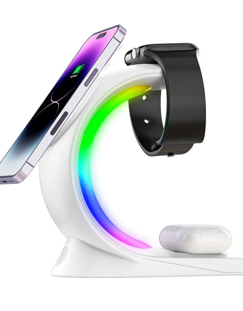 Load image into Gallery viewer, 4 in 1 Magnetic Wireless Charger Fast Charging for Smart Phone Atmosphere Light Charging Station for Airpods Pro I-Phone Watch