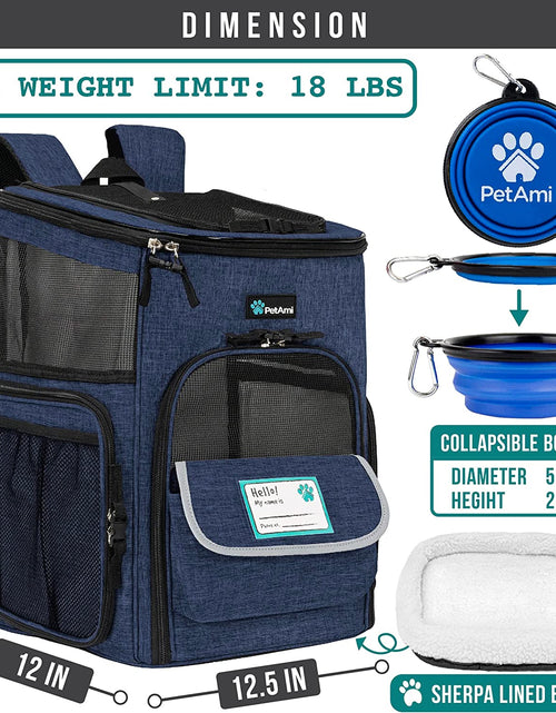 Load image into Gallery viewer, Dog Backpack Carrier, Airline Approved Cat Backpacks for Carrying Small Large Cats, Pet Carrier Back Pack, Ventilated Soft Sided Dog Cat Bookbag for Travel, Hiking, Camping, Navy