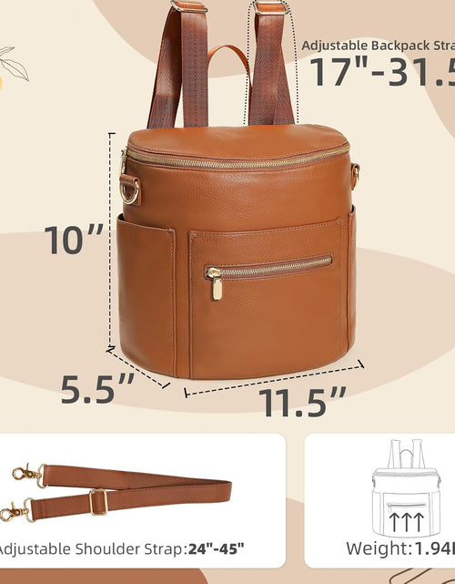 Load image into Gallery viewer, Small Diaper Bag Mini Diaper Bag by , Leather Diaper Bag Backpack with 13 Diaper Bag Organizers,2 Insulated Pockets, and Shoulder Strap(Brown)