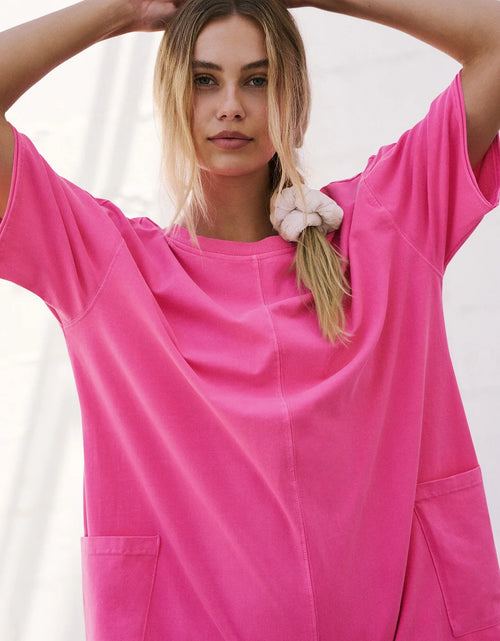 Load image into Gallery viewer, Rompers for Women Casual Short Sleeve Oversized Athletic Workout Reversible Hot Shot Tee Romper Deep Pockets