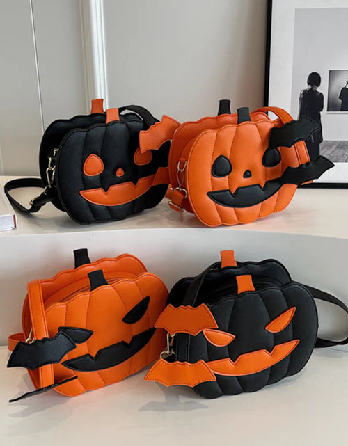 Load image into Gallery viewer, 2023 Halloween Bags Funny Pumpkin Cartoon Shoulder Crossbody Bag with Bat Personalized Creative Female Bag
