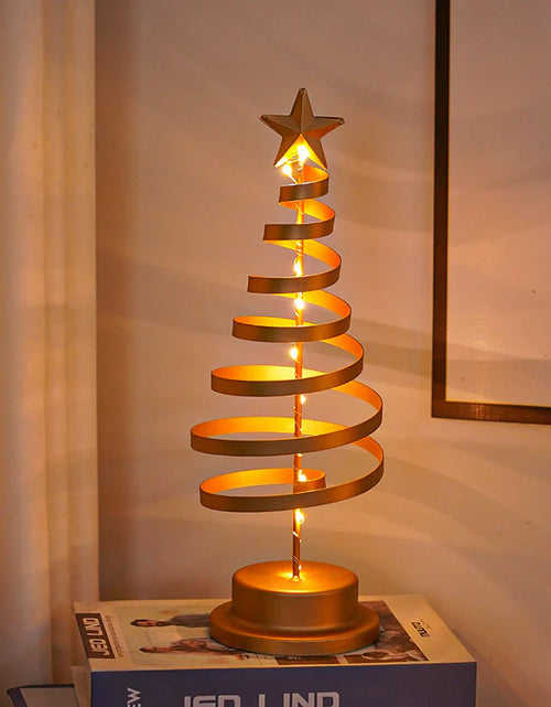 Load image into Gallery viewer, “LED Spiral Christmas Tree Lamp – Wrought Iron Desk Ornament for Festive Decor”
