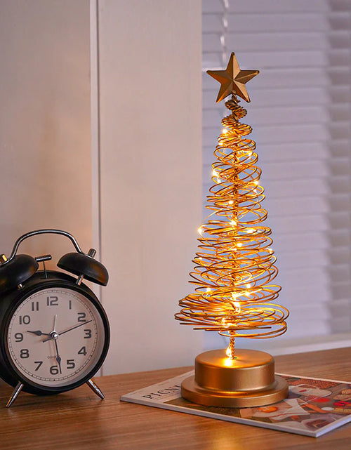Load image into Gallery viewer, “LED Spiral Christmas Tree Lamp – Wrought Iron Desk Ornament for Festive Decor”
