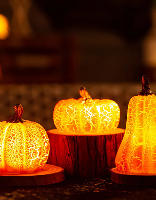 Load image into Gallery viewer, LED Pumpkin Lantern – Luminous Resin Halloween Candle Lamp for Spooky Decor

