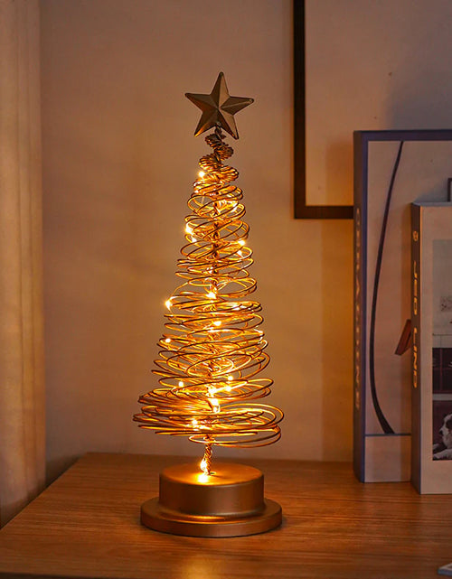 Load image into Gallery viewer, “LED Spiral Christmas Tree Lamp – Wrought Iron Desk Ornament for Festive Decor”
