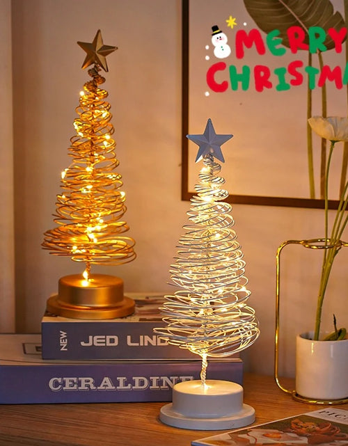 Load image into Gallery viewer, “LED Spiral Christmas Tree Lamp – Wrought Iron Desk Ornament for Festive Decor”
