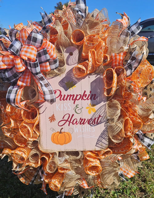 Load image into Gallery viewer, Pumpkin Kisses &amp; Harvest Wishes Fall Wreath
